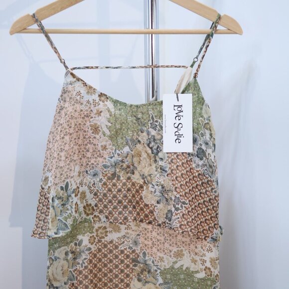 LOVE SADIE Floral Patchwork Maxi Dress with Spaghetti Straps, Size Small - Picture 2 of 3
